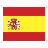 Flag of Spain with horizontal red stripes at the top and bottom and a wider yellow stripe in the middle. The Spanish coat of arms is on the left side of the yellow band.